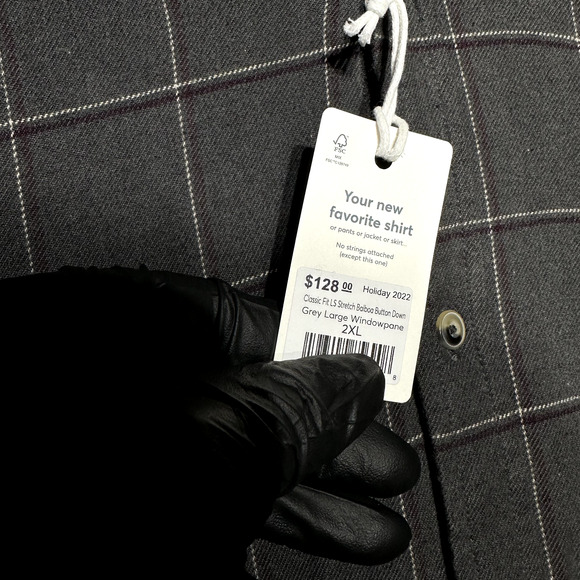 Marine Layer Flannel Button Up Shirt Men's 2XL Gray Windowpane Plaid Balboa - Picture 5 of 14